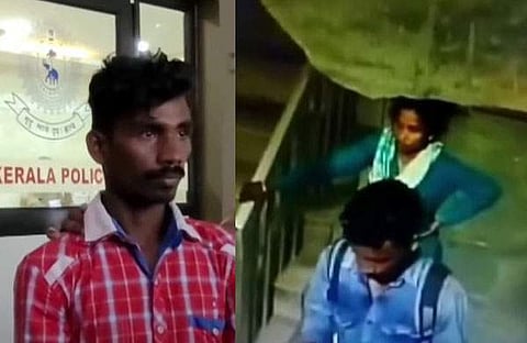 അറസ്റ്റിലായ പ്രതി, യുവതിയും യുവാവും ലോഡ്ജിൽ/ സിസിടിവി ദൃശ്യം