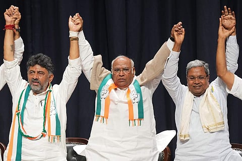 ശിവകുമാർ, ഖാർഗെ, സിദ്ധരാമയ്യ/ പിടിഐ