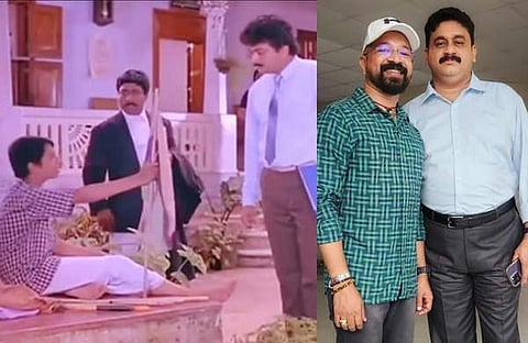 സന്ദേശം സിനിമയിലെ രംഗം, രാഹുൽ ലക്ഷ്മണും എൻഎം ബാദുഷയും/ ഫെയ്സ്ബുക്ക്