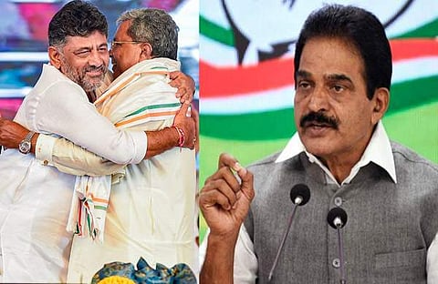 സിദ്ധരാമയ്യ, ശിവകുമാർ, കെസി വേണുഗോപാൽ/ പിടിഐ