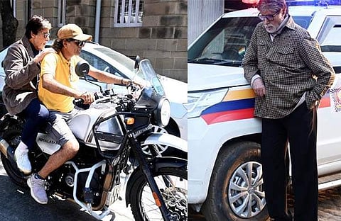 ടൂവിലറിൽ പോകുന്ന ബിഗ് ബി, താരം പൊലീസ് ജിപ്പിന് അരികെ/ ചിത്രം; ഇൻസ്റ്റഗ്രാം