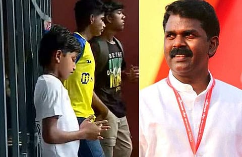 ഗേറ്റിന് മുന്നിൽ കാത്തുനിൽക്കുന്ന കുട്ടികൾ, ശ്രീനിജിൻ എംഎൽഎ