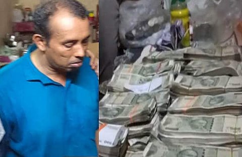 അറസ്റ്റിലായ സുരേഷ് കുമാർ, കണ്ടെടുത്ത പണം/ എക്സ്പ്രസ്