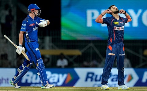 കാമറൂൺ ഗ്രീനിന്റെ വിക്കറ്റെടുത്ത നവീൻ ഉൾ ഹഖിന്റെ ആഘോഷം/ പിടിഐ