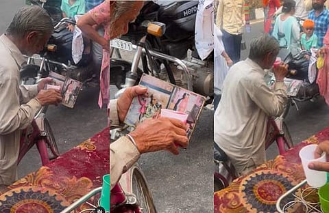 മരിച്ചു പോയ ഭാര്യയുടെ ചിത്രത്തിന് ചിയേഴ്സ് പറഞ്ഞ് വയോധികൻ/ ചിത്രം ഇൻസ്റ്റഗ്രാം