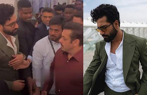 സൽമാന്റെ സെക്യൂരിറ്റി വിക്കിയെ തള്ളിമാറ്റുന്നു/ വിഡിയോ സ്ക്രീൻഷോട്ട്, വിക്കി കൗശൽ/ ഇൻസ്റ്റഗ്രാം