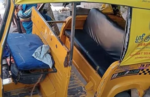 അരിക്കൊമ്പന് ആക്രമിച്ച ഓട്ടോറിക്ഷയുടെ ദൃശ്യം