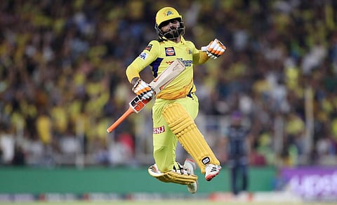 വിജയം ആഘോഷിക്കുന്ന രവീന്ദ്ര ജഡേജ/ ട്വിറ്റർ