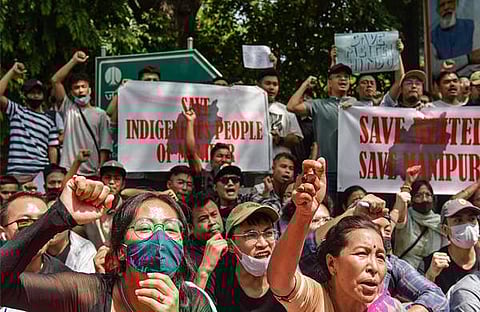 ആക്രമണങ്ങളിൽ പ്രതിഷേധിച്ച് മണിപ്പൂർ ജനത/ ചിത്രം:പിടിഐ