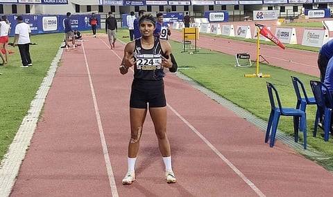 സ്വർണം നേടിയ ആൻസി സോജൻ/ ട്വിറ്റർ