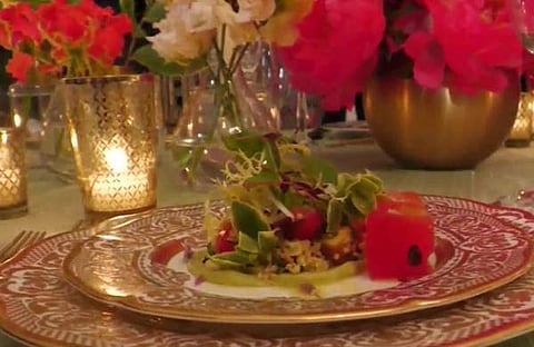 മോദിക്കായി ഒരുക്കിയിരിക്കുന്ന അത്താഴവിരുന്നിന്റെ ദൃശ്യം, എഎൻഐ