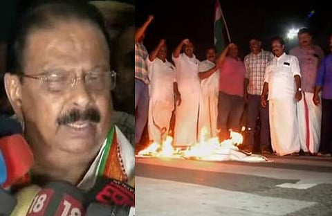 സുധാകരൻ, കോൺഗ്രസ് പ്രതിഷേധം/ ടെലിവിഷൻ സ്ക്രീൻഷോട്ട്