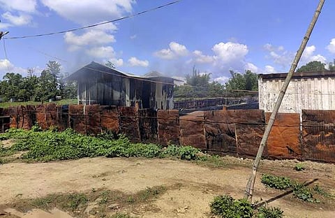 അക്രമികള് കത്തിച്ച മന്ത്രിയുടെ ഗോഡൗണ്/ പിടിഐ