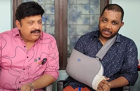 ഗണേഷ് കുമാർ മഹേഷിനെ കാണാനെത്തിയപ്പോൾ/ വിഡിയോ സ്ക്രീൻഷോട്ട്