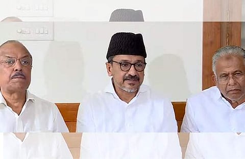 ലീഗ് നേതാക്കള് വാര്ത്താ സമ്മേളനത്തില്/ടിവി ദൃശ്യം