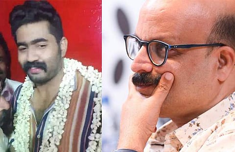 കേസിലെ പ്രതിയെ മാലയിട്ട് സ്വീകരിക്കുന്നു, ഷുക്കൂർ വക്കീൽ/ ഫെയ്സ്ബുക്ക്