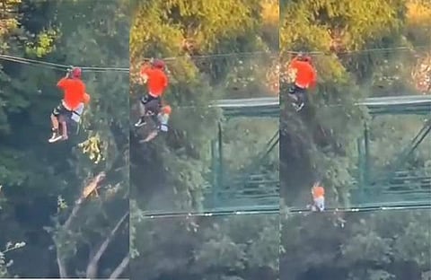 സിപ് ലൈനില് നിന്ന് ആറു വയസുകാരൻ താഴ്ചയിലേക്ക് വീണു/ ട്വിറ്റർ