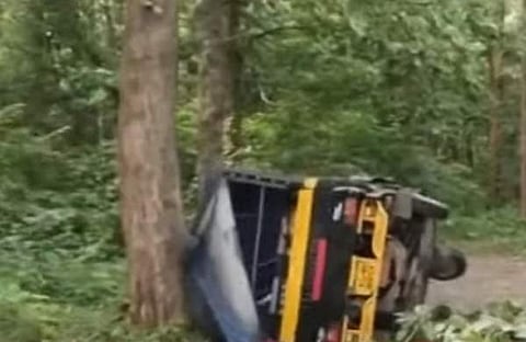 കാട്ടുപന്നി ഇടിച്ച് മറിഞ്ഞ ഓട്ടോറിക്ഷ/ ടെലിവിഷന് ദൃശ്യം