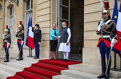 നരേന്ദ്രമോദി- ഫ്രഞ്ച് പ്രധാനമന്ത്രി എലിസബത്ത് ബോണ് കൂടിക്കാഴ്ച, പിടിഐ