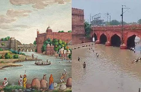 യമുന നദി 'അന്നും ഇന്നും' / ട്വിറ്റർ