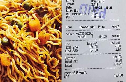 മാഗി ന്യൂഡിൽസ്, യുവതി അടച്ച് ബില്ല്/ ട്വിറ്റർ