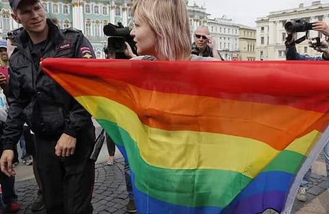 റഷ്യയിലെ എല്ജിബിടിക്യു പ്രതിഷേധത്തില് നിന്ന്