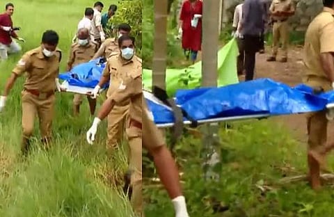 മൃതദേഹം പൊലീസ് വയലില് നിന്നും കണ്ടെടുത്തപ്പോള്/ ടിവി ദൃശ്യം