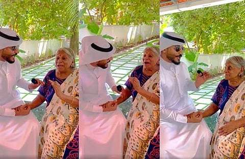 അറബി ഗായകനെ പാട്ട് പഠിപ്പിക്കുന്ന വിജയകുമാരി/ വിഡിയോ സ്ക്രീൻഷോട്ട്