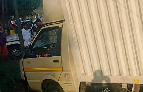 അപകടമുണ്ടാക്കിയ പിക്ക്അപ്പ് വാന്/ ടെലിവിഷന് ചിത്രം