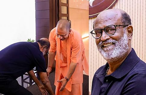 യോഗിയുടെ കാൽ തൊട്ട് വന്ദിച്ച് രജനികാന്ത്/ ചിത്രം: പിടിഐ