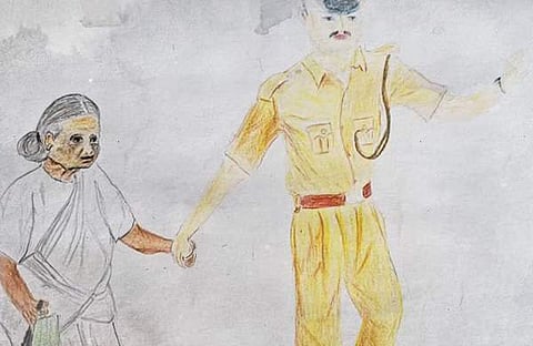 കേരള പൊലീസ് സാമൂഹിക മാധ്യമത്തില് പങ്കുവച്ച ചിത്രം