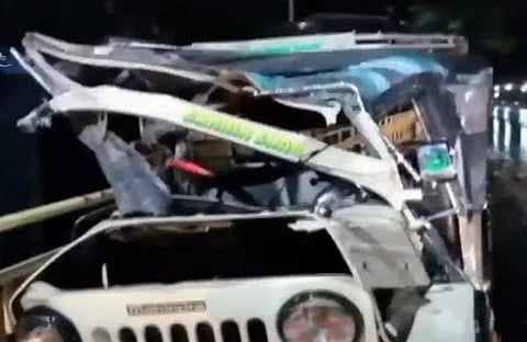 അപകടത്തിൽ തകർന്ന ജീപ്പ്/ ടിവി ദൃശ്യം