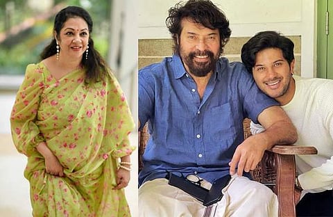 ശാന്തി കൃഷ്ണ, മമ്മൂട്ടിയും ദുൽഖറും/ചിത്രം: ഫേയ്സ്ബുക്ക്