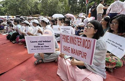 മെയ്തി സംഘടനകള് നടത്തിയ പ്രതിഷേധം/ പിടിഐ