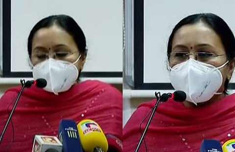 ആരോഗ്യമന്ത്രി വീണാ ജോര്ജ് വാര്ത്താ സമ്മേളനത്തില്/ടിവി ദൃശ്യം