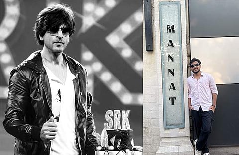 ഷാരുഖ് ഖാൻ, ആരാധകൻ മന്നത്തിന് മുന്നിൽ/ ട്വിറ്റർ