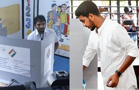 ചാണ്ടി ഉമ്മനും ജെയ്കും വോട്ടു ചെയ്യുന്നു/ എഎന്ഐ