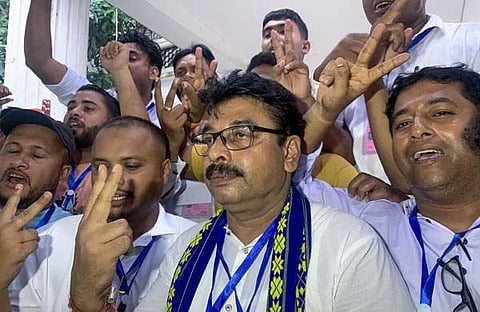 വിജയം നേടിയ തഫാജല് ഹുസൈന്റെ ആഹ്ലാദം/ പിടിഐ