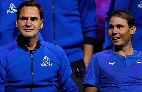 വിട വാങ്ങൽ മത്സരശേഷം വികാരാധീനരായി ഫെഡററും നദാലും/ ട്വിറ്റർ