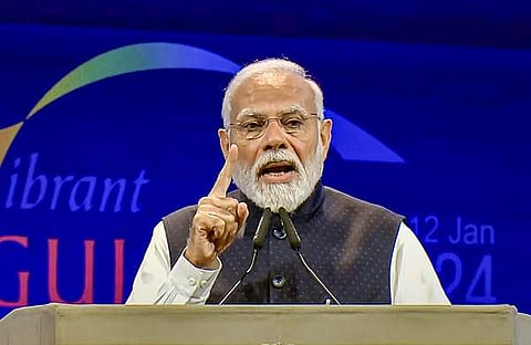 വൈബ്രന്റ് ഗുജറാത്ത് ഉച്ചകോടിയിൽ പ്രധാനമന്ത്രി സംസാരിക്കുന്നു, പിടിഐ