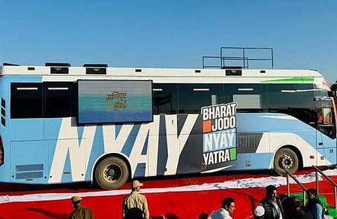ഭാരത് ജോഡോ ന്യായ് യാത്രയ്ക്കായി തയ്യാറാക്കിയ ബസ്