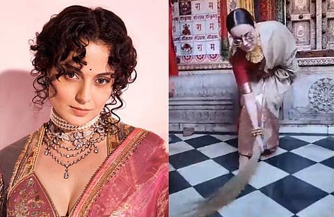 കങ്കണ റണാവത്ത്/ ഫെയ്സ്ബുക്ക്, ക്ഷേത്രം വൃത്തിയാക്കുന്ന കങ്കണ/ വിഡിയോ സ്ക്രീൻഷോട്ട്