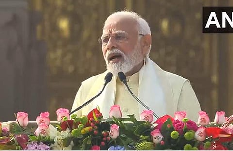 പ്രതിഷ്ഠാ ചടങ്ങിന് ശേഷം പൊതുസമ്മേളനത്തിൽ മോദി സംസാരിക്കുന്നു, എഎൻഐ