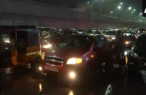 കനത്തമഴയെ തുടർന്ന് ചെന്നൈയിൽ അനുഭവപ്പെട്ട ഗതാഗത കുരുക്ക്, എഎൻഐ