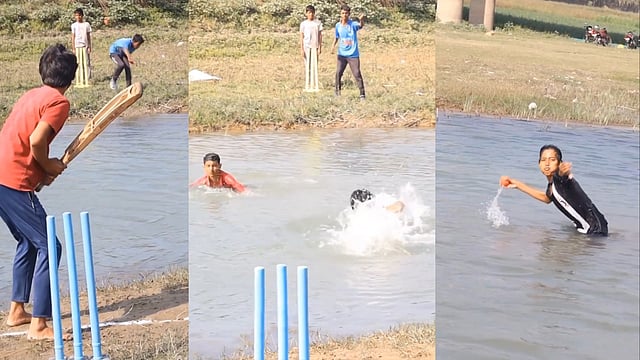 ഇവിടെ റണ്സ് എടുക്കണമെങ്കില് നീന്തണം!; 'സ്വിംക്കറ്റ്', ക്രിക്കറ്റിന് പുതിയ രൂപം നല്കി കുട്ടിക്കൂട്ടം
