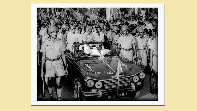 1980കളിൽ കണ്ണൂരിൽ നടന്ന സി.പി.എം റാലിയിൽ ജ്യോതി ബസു, ഇ.എം.എസ്,ഇ.കെ. നായനാർ