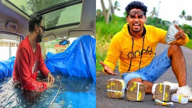 Amban style Travel swimming pool inside the car, action against YouTuber