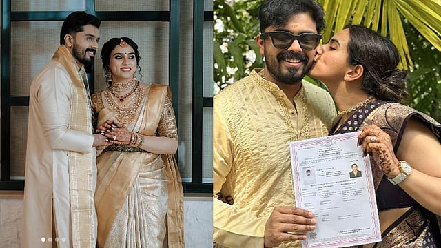 'അങ്ങനെ അതിന് അവസാനം'; നവനീതിനെ ചുംബിക്കുന്ന ചിത്രം പങ്കുവെച്ച് മാളവിക ജയറാം