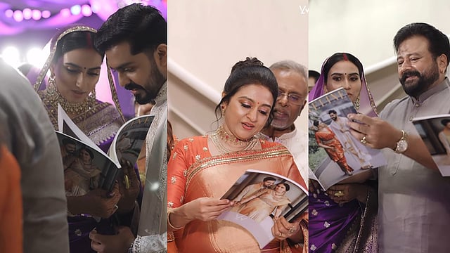 വിരുന്നിനിടെ മകളുടെ വിവാഹ ആല്ബം കൈയില് കിട്ടി; സർപ്രൈസ് ആയി ജയറാമും പാർവതിയും