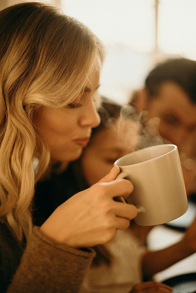 DRINKING COFFEE